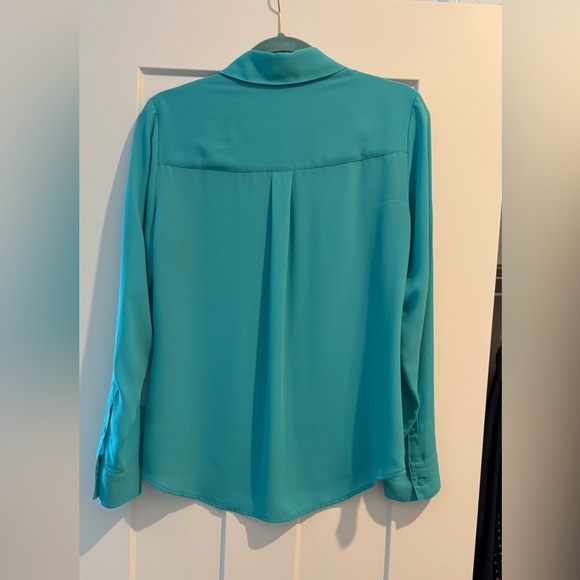 Express Turquoise Button-Up Blouse - Picture 3 of 3